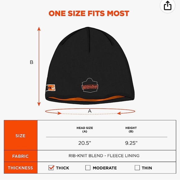 FR Knit Winter Hat The N-Ferno.FLAME RESISTANT.COMFORTABLE – FR beanie. - Picture 2 of 5